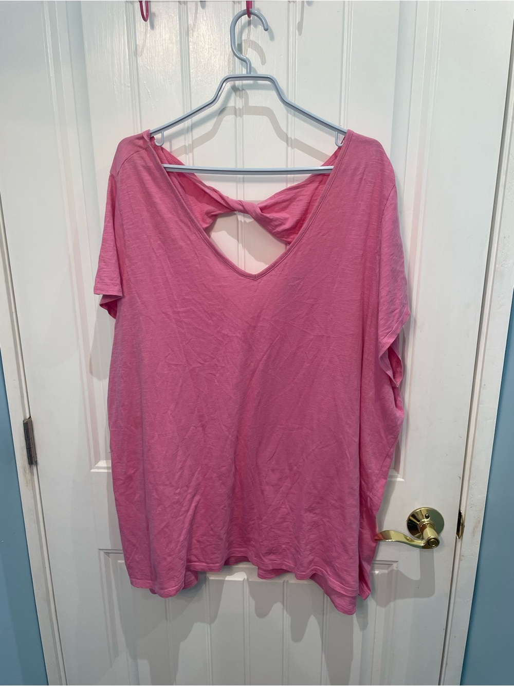 Penningtons Pink Short-Sleeve Twist-Back V-Neck Top